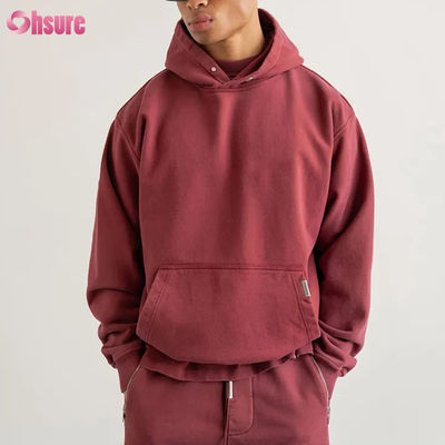 Felpa con cappuccio con logo personalizzato Uomo di alta qualità Felpe con cappuccio Logo personalizzato Cotone pesante Oversize Uomo con spalle scese