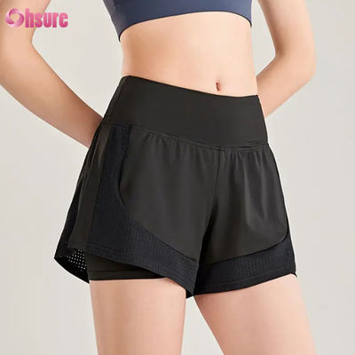 Pantaloncini da donna a vita alta senza cuciture per fitness, allenamento, traspiranti, sport, corsa, training, jogging, vendita all'ingrosso