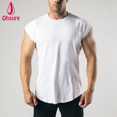 Stampa T-shirt senza maniche Raw Cut Arm Mens Workout Abbigliamento allenamento Gym Top Mens T-shirt casual T-shirt bianca T-shirt bianca