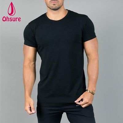 Maglietta da uomo da allenamento da palestra a maniche corte con stampa personalizzata, fitness, palestra, compressione, nera, casual, stampa, motivo, lavorato a maglia, OEM