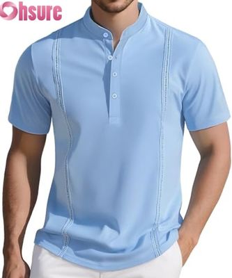 T-shirt da uomo casual Henley Classic Button T-shirt estivi a colori solidi