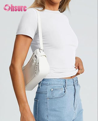 T-shirt da palestra a maniche corte da donna di alta qualità ed ecologica, traspirante, in maglia, con design a maniche scese, vestibilità ampia e casual