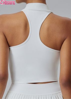 Top sportivi da donna premium - Maglietta da yoga traspirante con imbottiture fisse, collo alto e vestibilità slim per palestra, uso quotidiano, golf