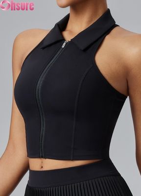 Top sportivi da donna premium - Maglietta da yoga traspirante con imbottiture fisse, collo alto e vestibilità slim per palestra, uso quotidiano, golf