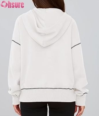 Pullover con felpa a mezza cerniera femminile. Maglietta in velluto di grandi dimensioni. Logo personalizzato.