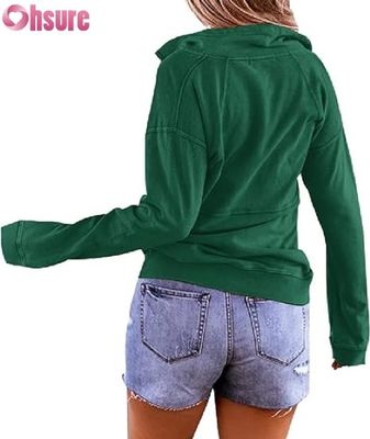 Felpa con mezza zip da donna, pullover casual, felpa con cappuccio in pile, produttore OEM ODM