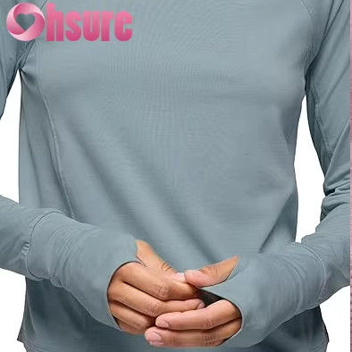 Felpe con cappuccio da yoga ecologiche da donna, collo, maniche lunghe, maglione, fitness, top sportivi con logo frontale