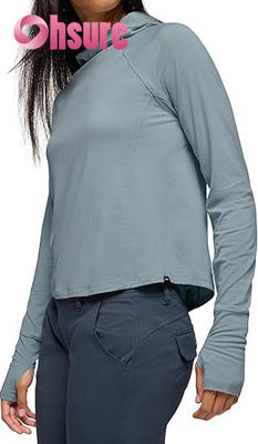 Felpe con cappuccio da yoga ecologiche da donna, collo, maniche lunghe, maglione, fitness, top sportivi con logo frontale