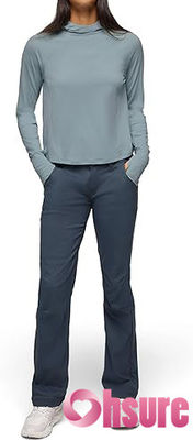 Felpe con cappuccio da yoga ecologiche da donna, collo, maniche lunghe, maglione, fitness, top sportivi con logo frontale