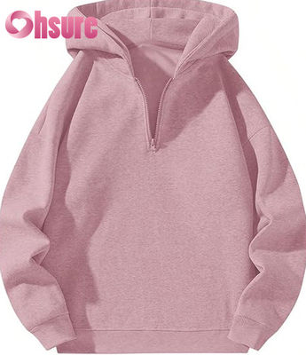 Felpa con cappuccio a quarto di zip da donna di alta qualità con logo personalizzato, maniche lunghe e stampa di lettere a colori caldi per l'autunno