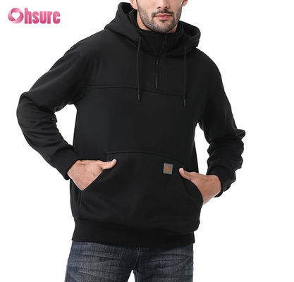 Felpa con cappuccio con zip a un quarto da uomo XL con design personalizzato, pesante, 100% cotone French Terry, girocollo, stile invernale, con cappuccio, tinta unita