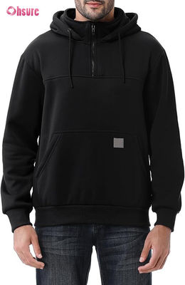 Felpa con cappuccio con zip a un quarto da uomo XL con design personalizzato, pesante, 100% cotone French Terry, girocollo, stile invernale, con cappuccio, tinta unita