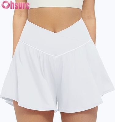 Gonna Pantaloncini Sportivi da Donna a Vita Alta 2-in-1, Fluidi per Corsa, con Pantaloncino Interno, Tasche, Yoga, Tennis, Allenamento, Abbigliamento Sportivo