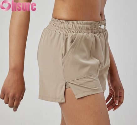 Calzoncini sportivi a secco veloce a vita alta per donna traspiranti Calzoncini di corsa e esercizio alla moda con tasche