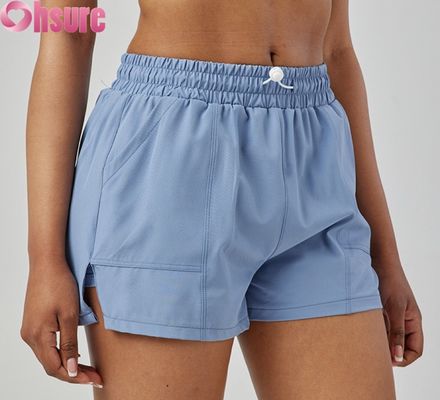 Calzoncini sportivi a secco veloce a vita alta per donna traspiranti Calzoncini di corsa e esercizio alla moda con tasche