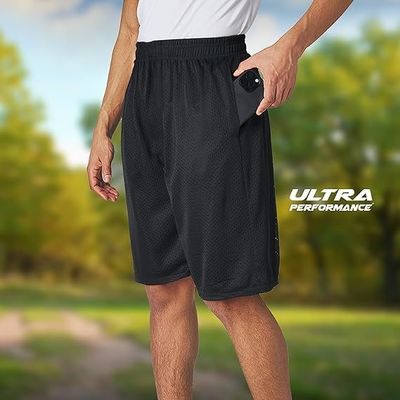 Ultra Performance Men's Athletic Mesh Short Men's Basketball Shorts Gym Workout & Sport Short con tasche per uomini