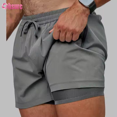 Custom High Quality Nylon Spandex Split Hem Doppio strato 5 in Sport 2 in 1 Pantaloni da ginnastica da corsa per uomini