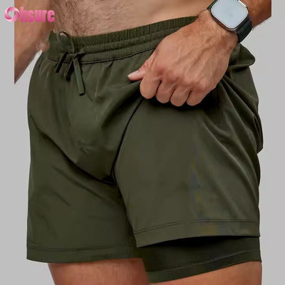 Custom High Quality Nylon Spandex Split Hem Doppio strato 5 in Sport 2 in 1 Pantaloni da ginnastica da corsa per uomini