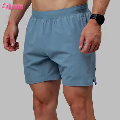 Custom High Quality Nylon Spandex Split Hem 5 in 2 in 1 allenamento atletico sport pantaloncini da ginnastica per uomini