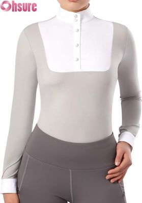 Camicia da equitazione donna a maniche lunghe Top da equitazione con patchwork design