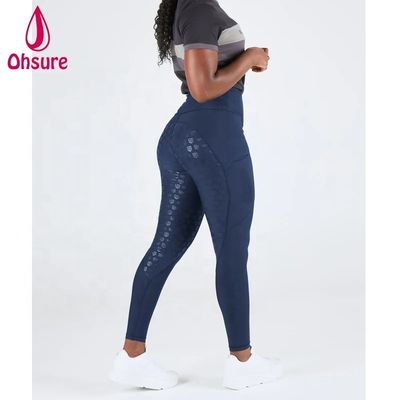 Pantaloni da cavallo da inverno in silicone di colore blu della marina di battaglia donne calze da cavallo da cavallo Jodhpur Equestrian Legging Breeches With Pocket