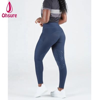 Pantaloni da cavallo da inverno in silicone di colore blu della marina di battaglia donne calze da cavallo da cavallo Jodhpur Equestrian Legging Breeches With Pocket