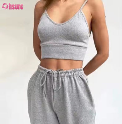 Personalizzazione Moda Sport Terry Francese Sweatsuits Womens 3 Piece Jogger Set Sweatpants e Cut Hem Crop Top Set