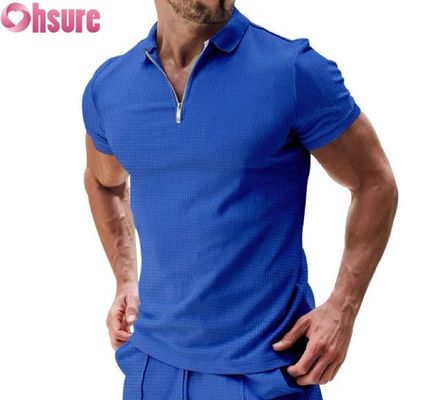 T-shirt da polo da uomo estivo casual manica corta cotone waffle a maglia tessuto sostenibile e design in bianco