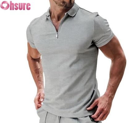 T-shirt da polo da uomo estivo casual manica corta cotone waffle a maglia tessuto sostenibile e design in bianco