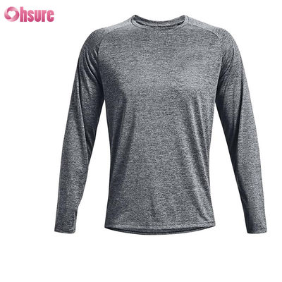 T-shirt sportive uomo di alta qualità moda personalizzata bianco poliestere spandex veloce asciutto T-shirt a manica lunga T-shirt sportiva maschile