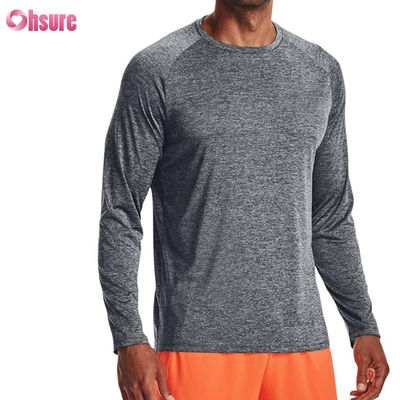 T-shirt sportive uomo di alta qualità moda personalizzata bianco poliestere spandex veloce asciutto T-shirt a manica lunga T-shirt sportiva maschile
