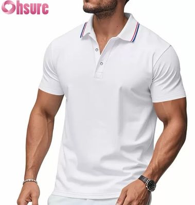 Stampa personalizzata del logo OEM da uomo per polo estive, abbigliamento da lavoro da ufficio e palestra, abbigliamento casual stampato, taglie XS-2XL, tinta unita, lavorato a maglia