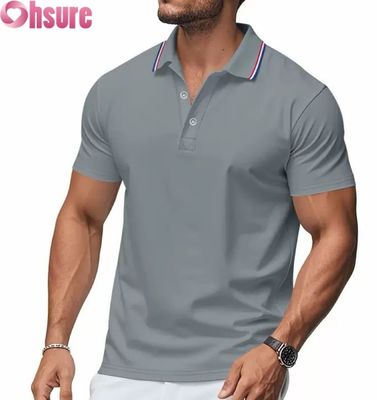Stampa personalizzata del logo OEM da uomo per polo estive, abbigliamento da lavoro da ufficio e palestra, abbigliamento casual stampato, taglie XS-2XL, tinta unita, lavorato a maglia