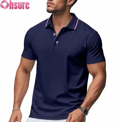 Stampa personalizzata del logo OEM da uomo per polo estive, abbigliamento da lavoro da ufficio e palestra, abbigliamento casual stampato, taglie XS-2XL, tinta unita, lavorato a maglia