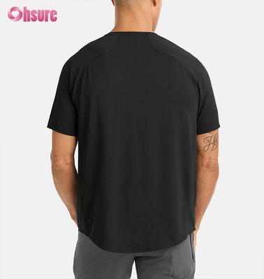 Maglietta da palestra personalizzata da uomo, ad asciugatura rapida, top da allenamento, traspirante, manica raglan, leggera, in poliestere e spandex - Tessuto da 300 gsm