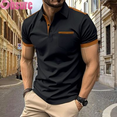 Stampa personalizzata del logo OEM da uomo per polo estive, abbigliamento da lavoro da ufficio e palestra, abbigliamento casual stampato, taglie XS-2XL, tinta unita, lavorato a maglia