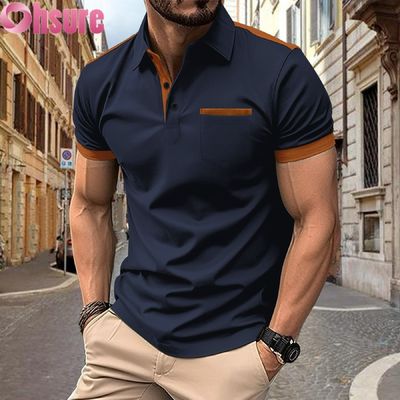 Stampa personalizzata del logo OEM da uomo per polo estive, abbigliamento da lavoro da ufficio e palestra, abbigliamento casual stampato, taglie XS-2XL, tinta unita, lavorato a maglia