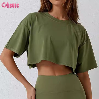 2025 Loose Quick Dry Running Workout Gym Top Fitness Training Yoga Abbigliamento Sportivo T-Shirt Top di raccolta per donne
