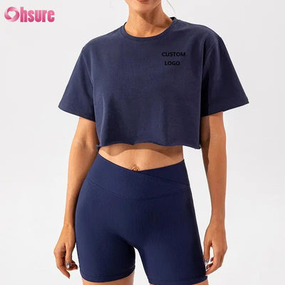 T-shirt da donna sportivo oversize personalizzato, nuovo arrivo, morbido, ad asciugatura rapida, leggero, da donna, per danza, corsa, manica corta