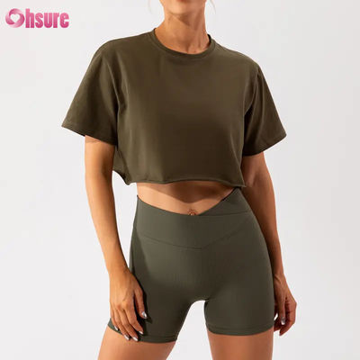 T-shirt da donna sportivo oversize personalizzato, nuovo arrivo, morbido, ad asciugatura rapida, leggero, da donna, per danza, corsa, manica corta