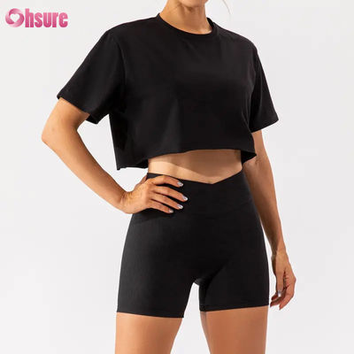 T-shirt da donna sportivo oversize personalizzato, nuovo arrivo, morbido, ad asciugatura rapida, leggero, da donna, per danza, corsa, manica corta