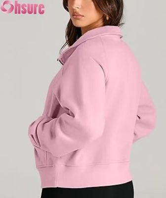 Felpa con cappuccio cropped con mezza zip personalizzata da donna | Felpa con zip a un quarto di moda autunnale 2025