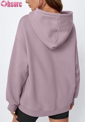 Felpa con cappuccio in pile oversize da donna - Felpa a tinta unita con tasca | Abbigliamento casual invernale caldo | OEM ODM disponibili