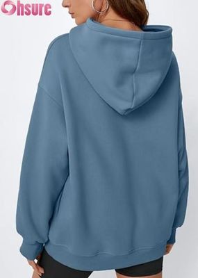 Felpa con cappuccio in pile oversize da donna - Felpa a tinta unita con tasca | Abbigliamento casual invernale caldo | OEM ODM disponibili