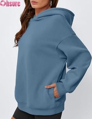 Felpa con cappuccio in pile oversize da donna - Felpa a tinta unita con tasca | Abbigliamento casual invernale caldo | OEM ODM disponibili