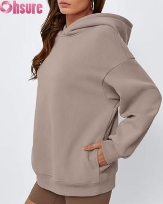 Felpa con cappuccio in pile oversize da donna - Felpa a tinta unita con tasca | Abbigliamento casual invernale caldo | OEM ODM disponibili