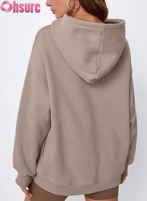 Felpa con cappuccio in pile oversize da donna - Felpa a tinta unita con tasca | Abbigliamento casual invernale caldo | OEM ODM disponibili