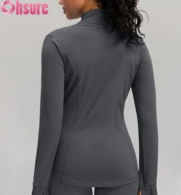Giacca sportiva da donna con logo personalizzato, traspirante, con zip, con cappuccio per allenamento, leggera, per palestra, corsa, per signore