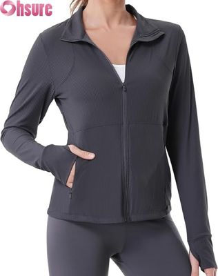 Giacche da corsa da donna, giacca da allenamento con zip intera, giacca sportiva da palestra atletica con tasche con cerniera