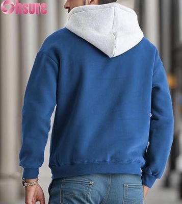 Felpa con cappuccio da uomo a maniche lunghe, casual, con tasca frontale e cappuccio a contrasto